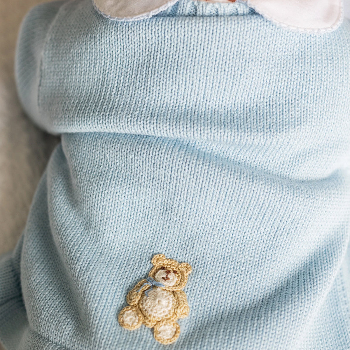 Blue Teddy Bear Crochet Sweater
