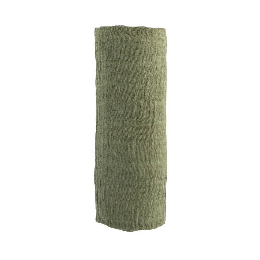 Fern Green Cotton Muslin Swaddle