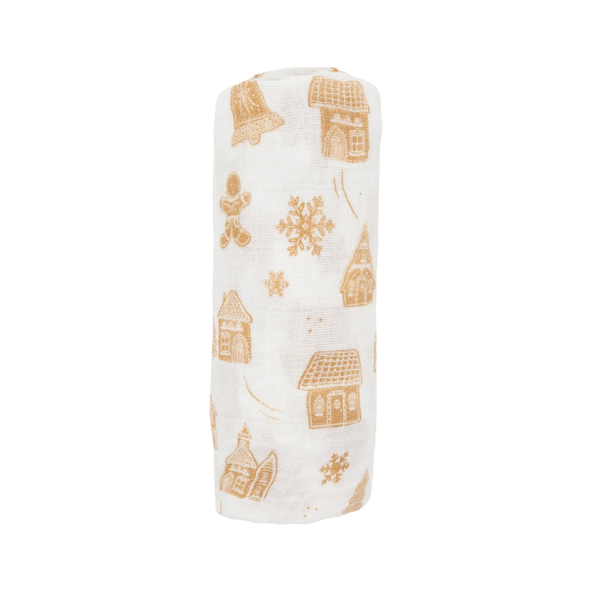 Gingerbread Village Muslin Swaddle