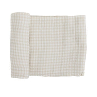 Tan Gingham Cotton Muslin Swaddle