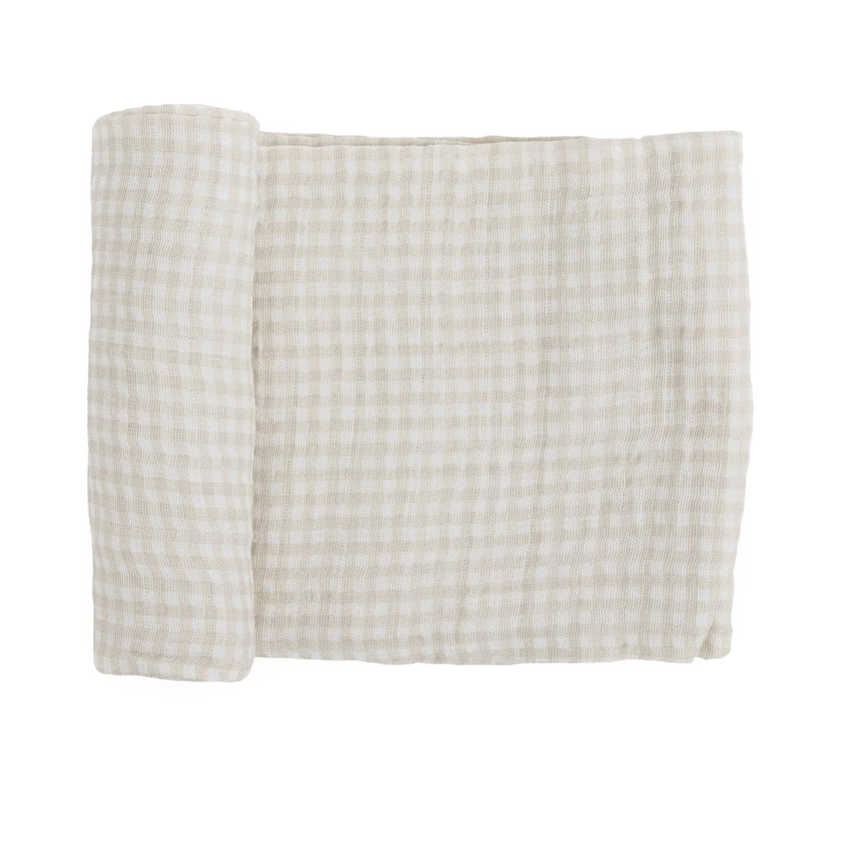 Tan Gingham Cotton Muslin Swaddle