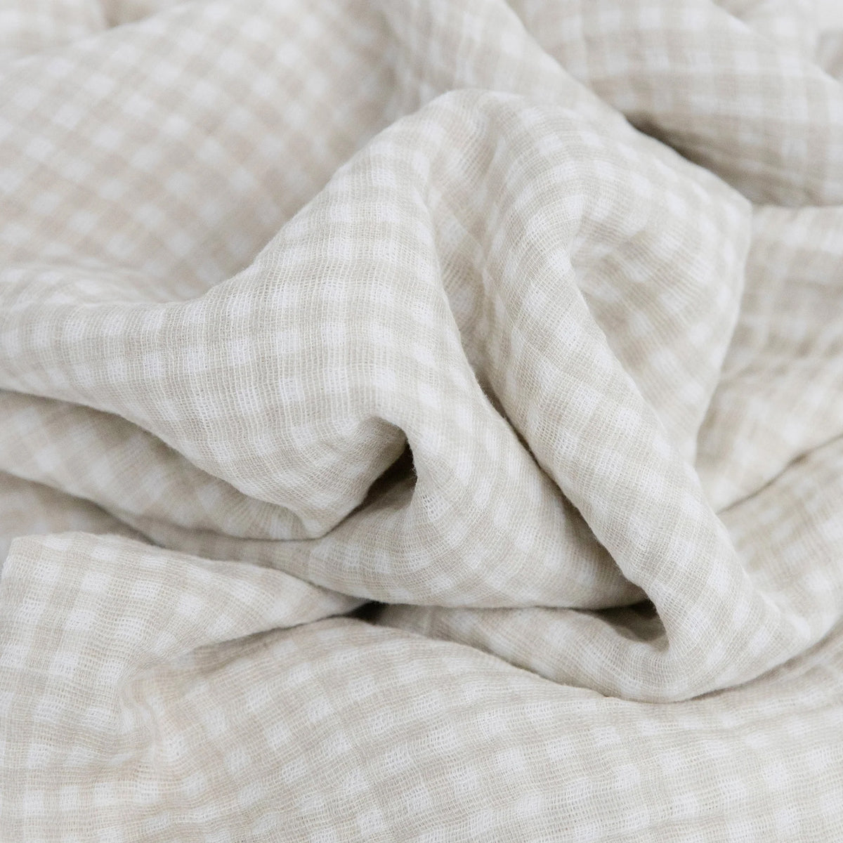 Tan Gingham Cotton Muslin Swaddle