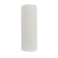 Tan Gingham Cotton Muslin Swaddle
