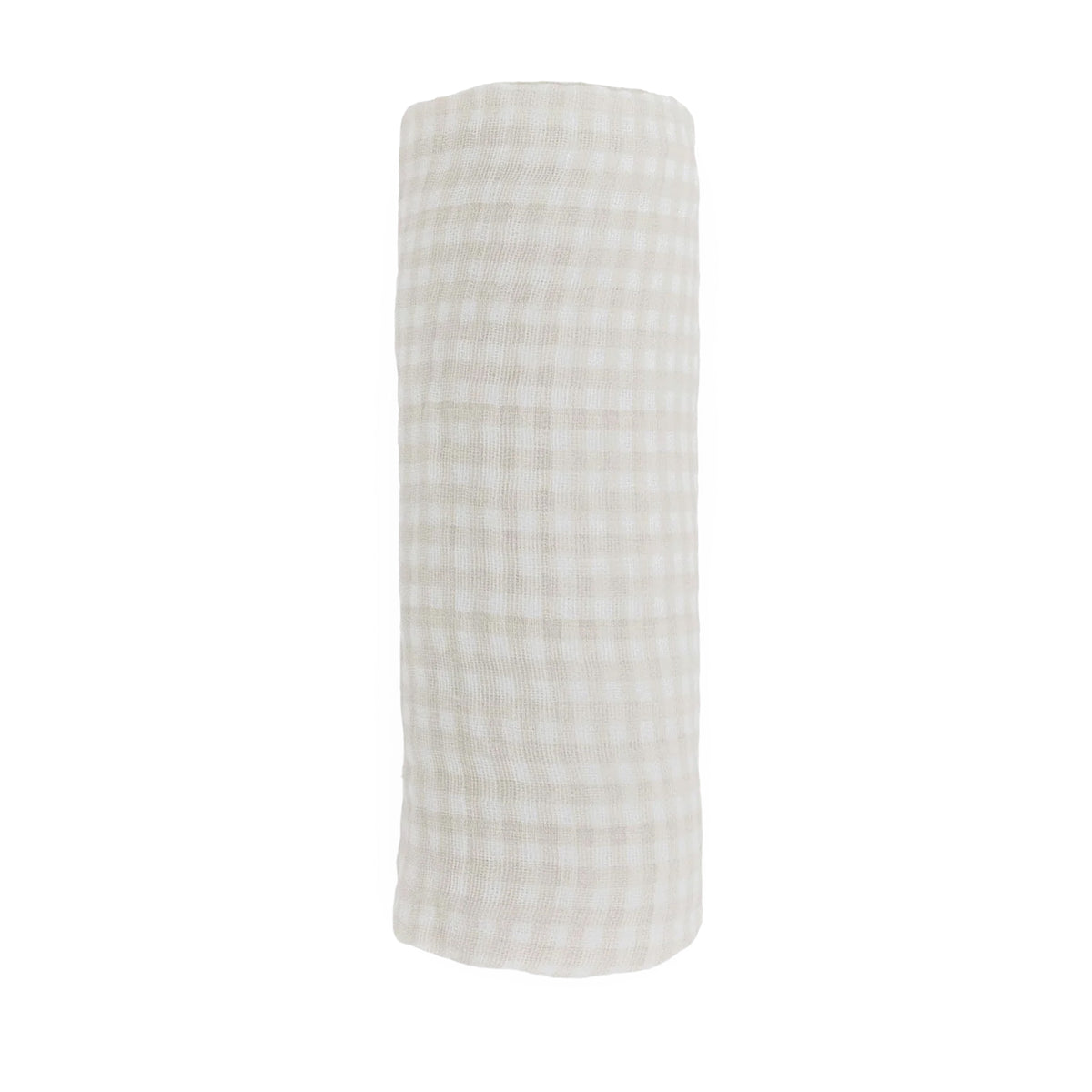 Tan Gingham Cotton Muslin Swaddle