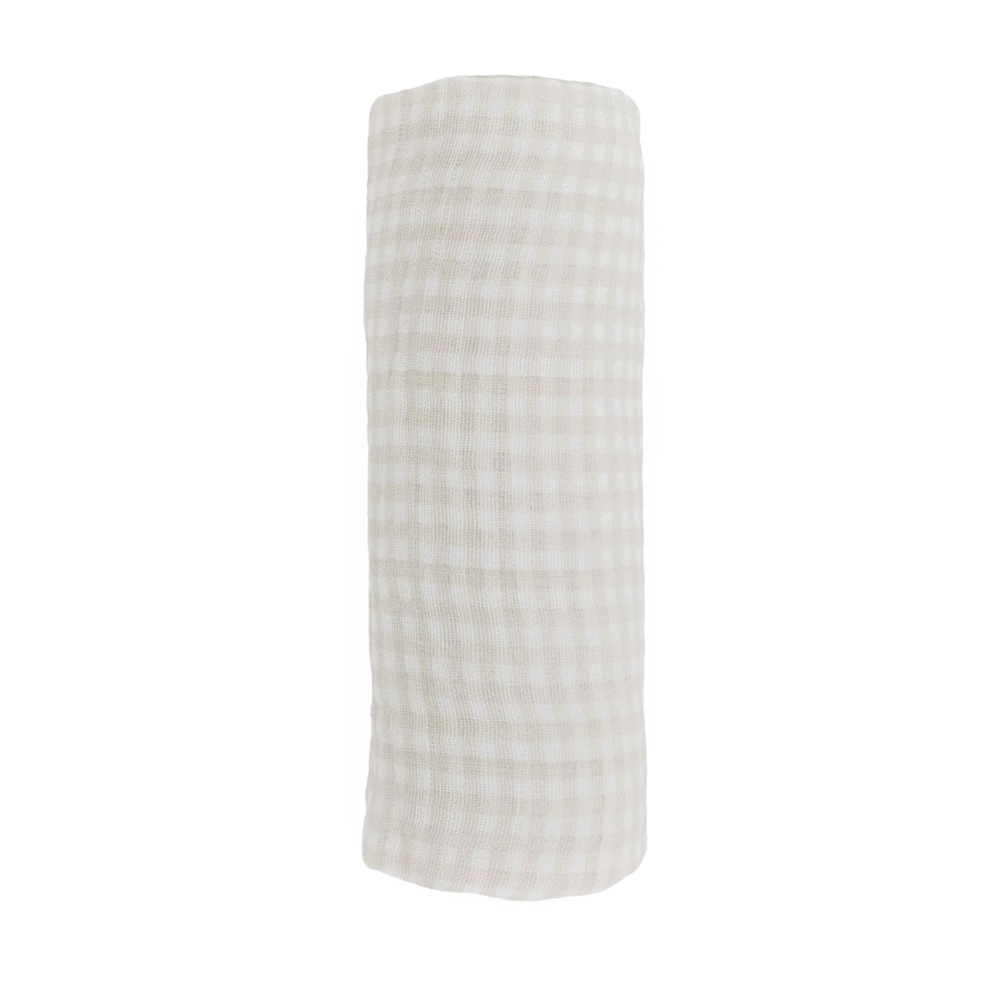 Tan Gingham Cotton Muslin Swaddle
