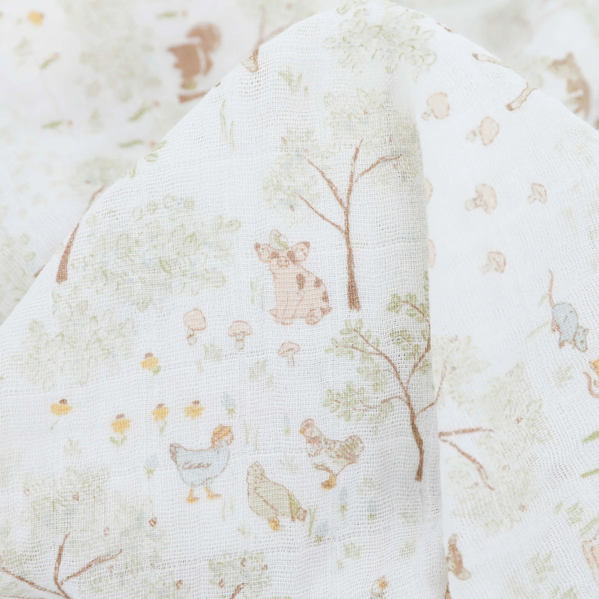 Woodland Friends Cotton Muslin Swaddle