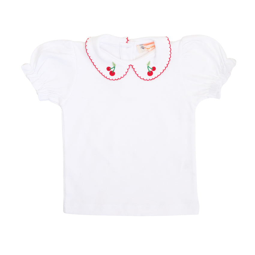 Cherry Embroidered Peter Pan Blouse