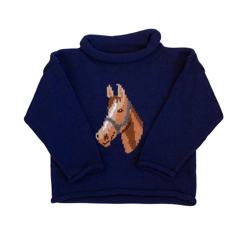 Navy Horse Rollneck Sweater