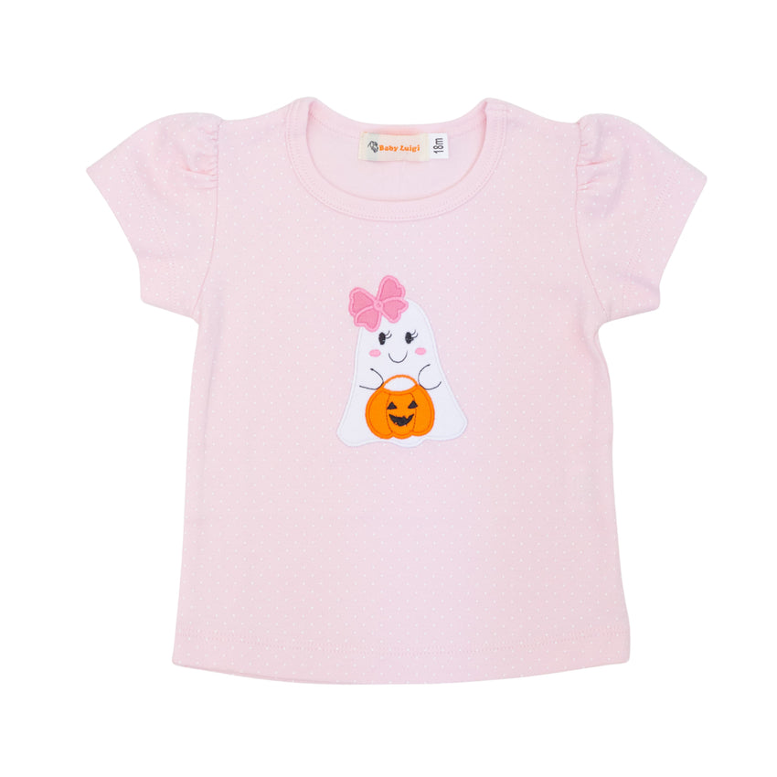 Pink Trick or Treating Ghost T-Shirt