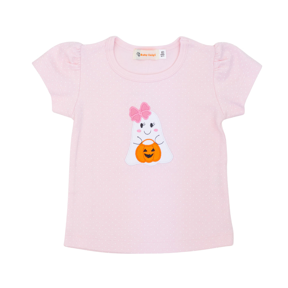 Pink Trick or Treating Ghost T-Shirt