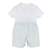 Blue Check Short Set for Him