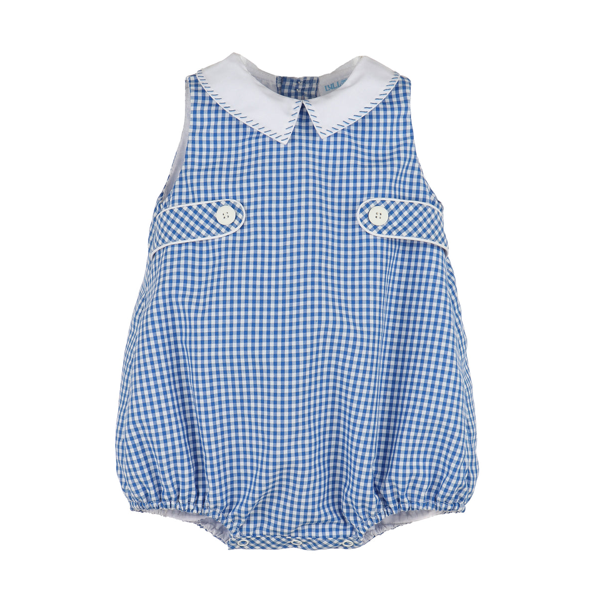 Navy Blue Check Tabs Boy Bubble