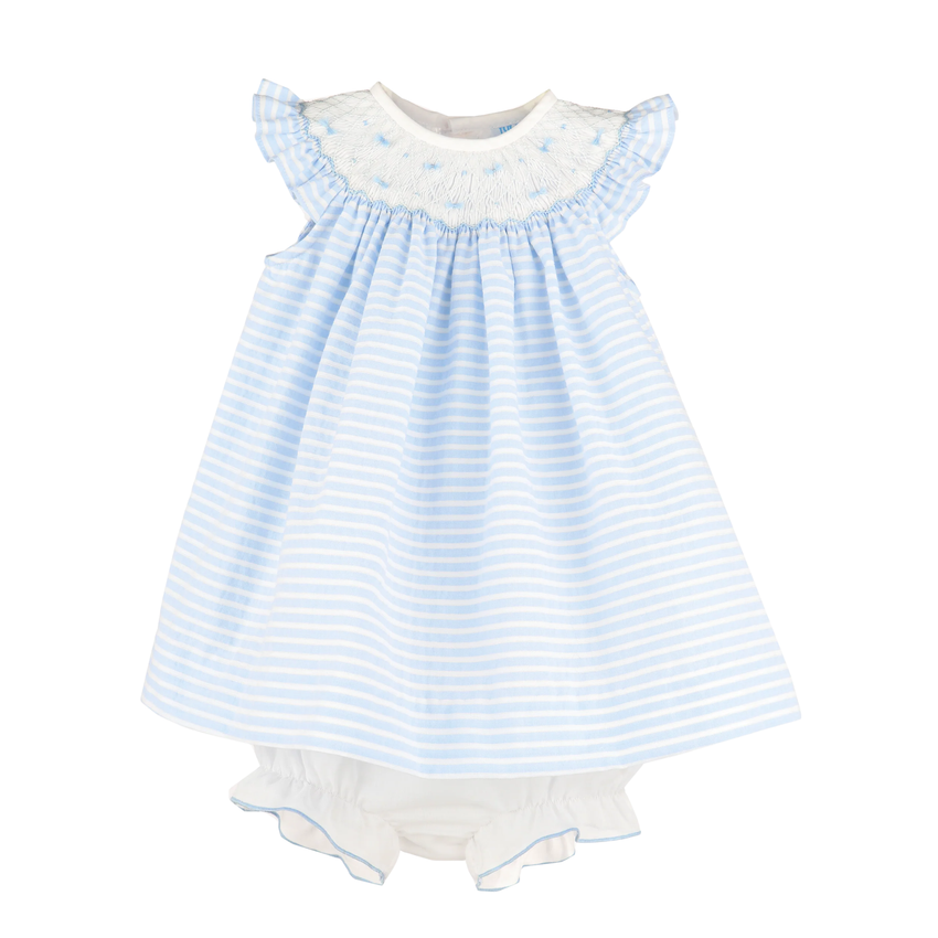Blue Plumeti Stripe Bishop Dress