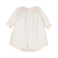 Peach Floral Swiss Dot Bishop Dress