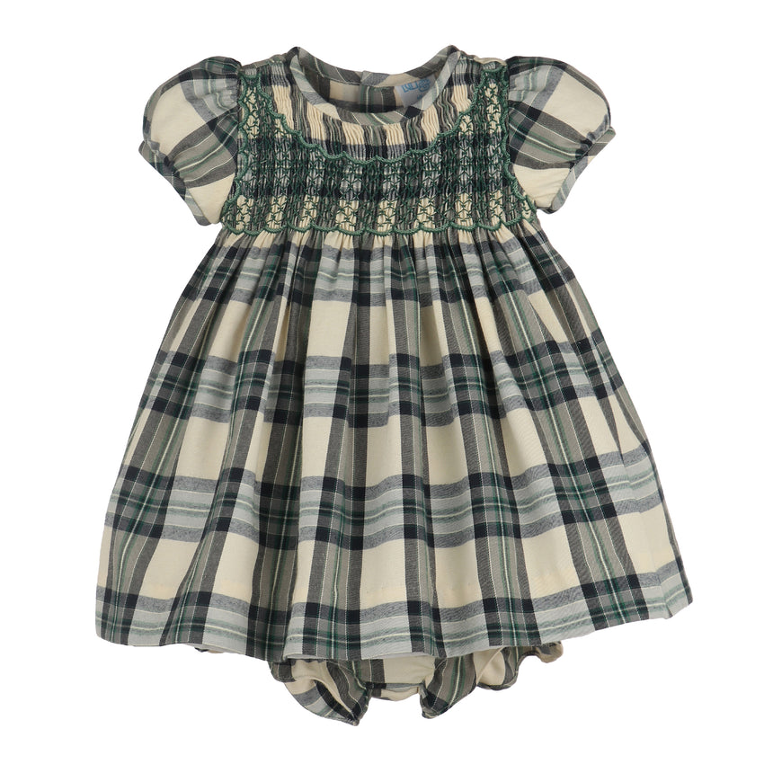 Hunter and Navy Tartan Smocked Dress