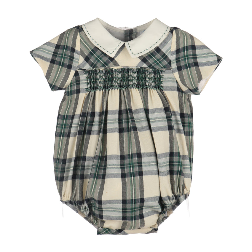 Hunter and Navy Smocked Bubble