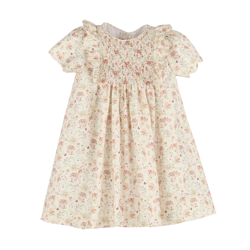 Luli & Me Girls Red Cherries & Berries Print Smocked Sleeveless Dress main image 1