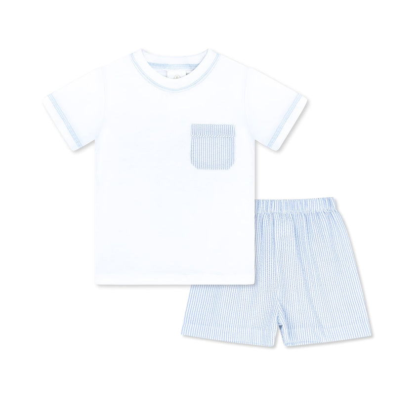 Charlie Short Set Simply Blue Seersucker