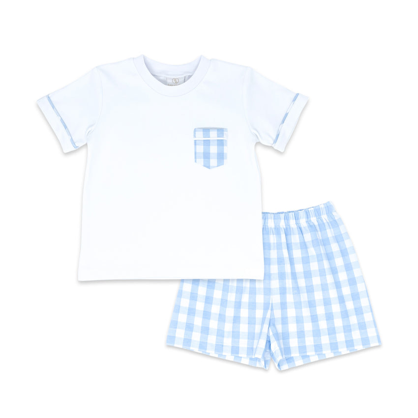 Charlie Knit Set White/Blue Buffalo Check