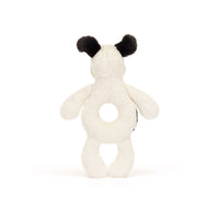 Bashful Black and Cream Puppy Rattle