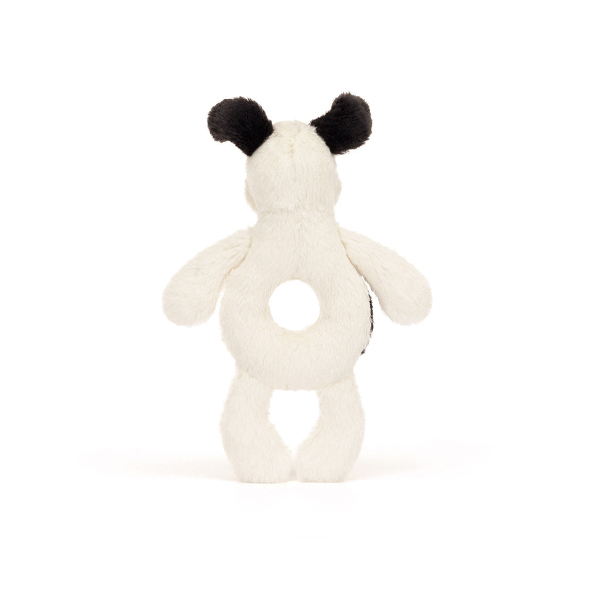 Bashful Black and Cream Puppy Rattle