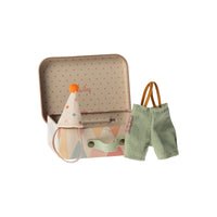 Little Brother Mouse Clown Clothes in Suitcase