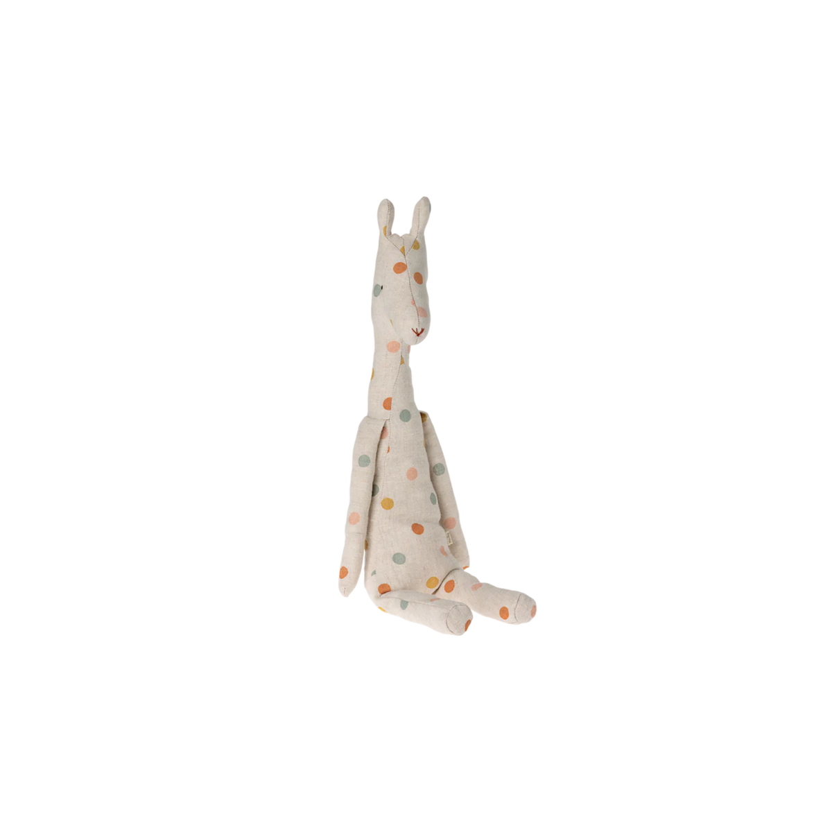 Giraffe with polka dots on a white background.