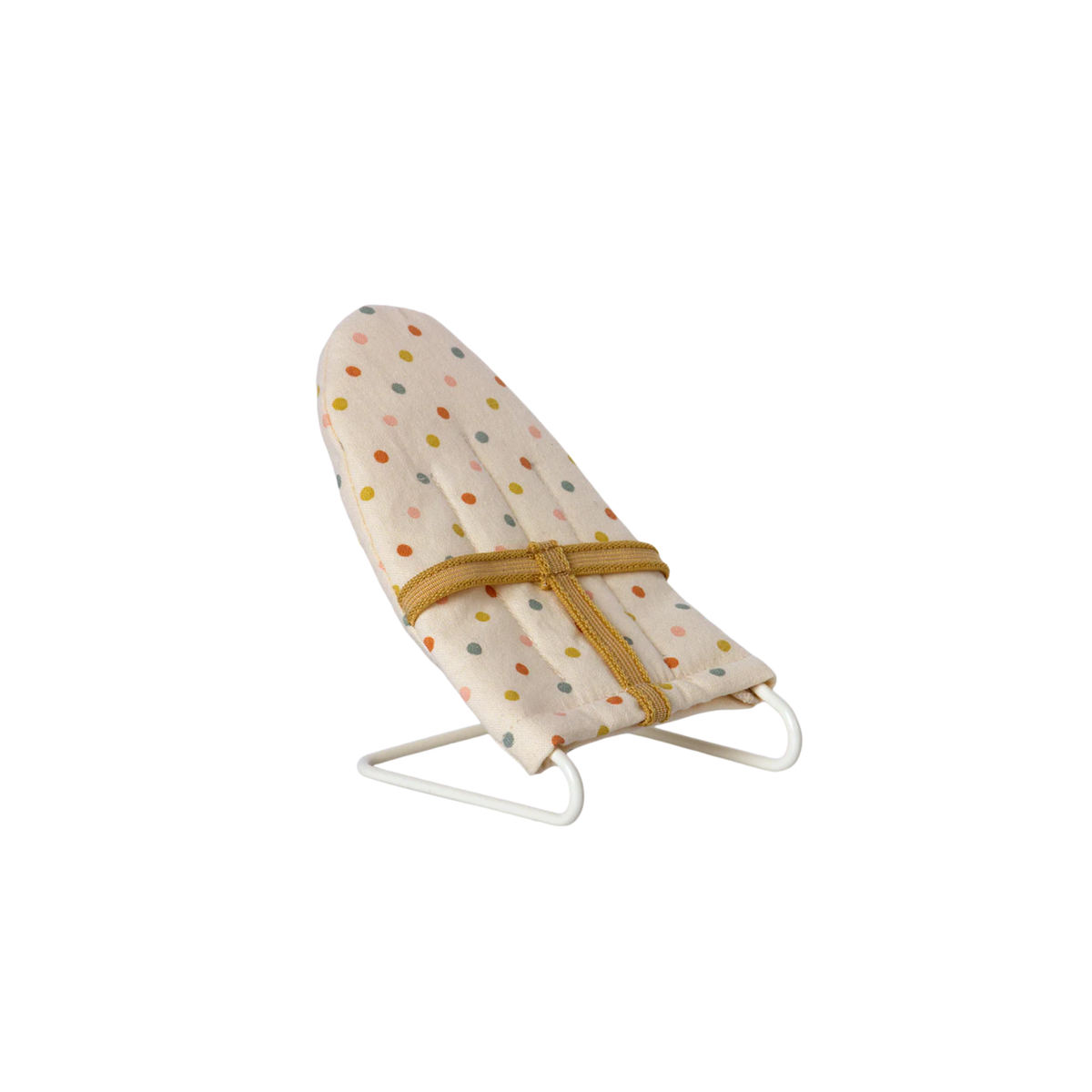 Mouse size spotted baby rocker on a white background.