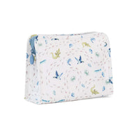 Zippered pouch with sea animal pattern on a white background.