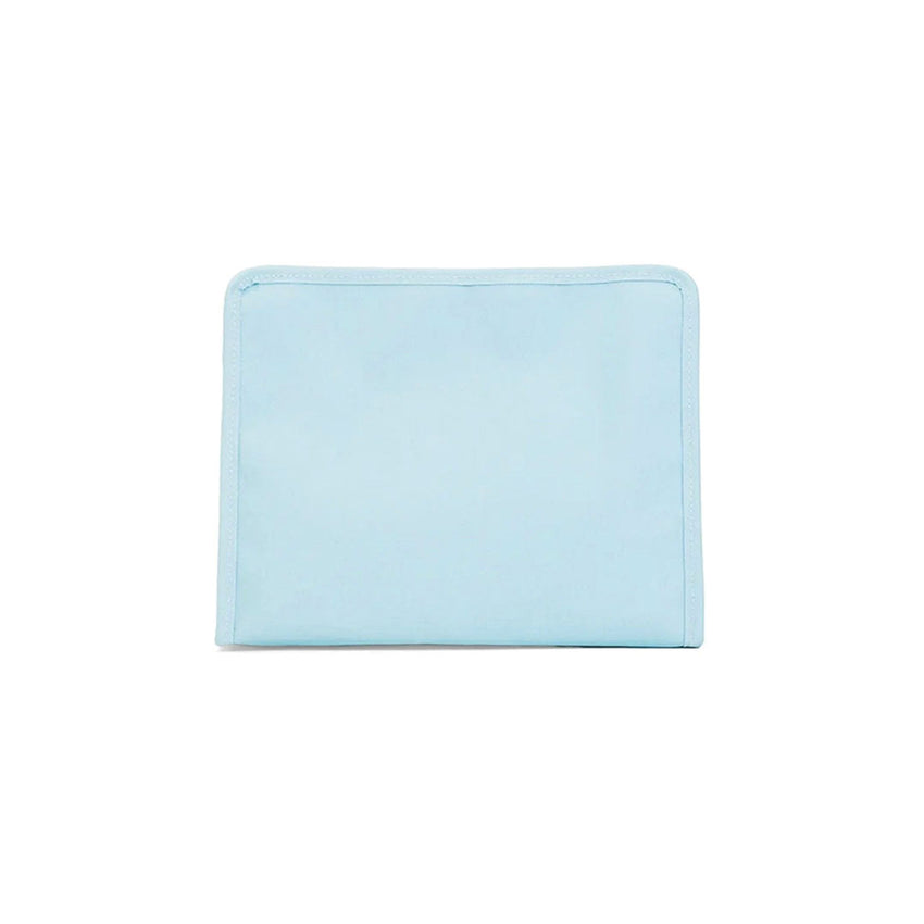 Medium Lake Blue Coated Canvas Zip Pouch