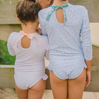 Antique Slate Floral Rashguard One Piece