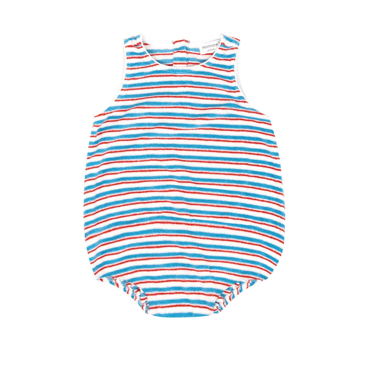 Red, white and blue striped sleeveless bubble. 