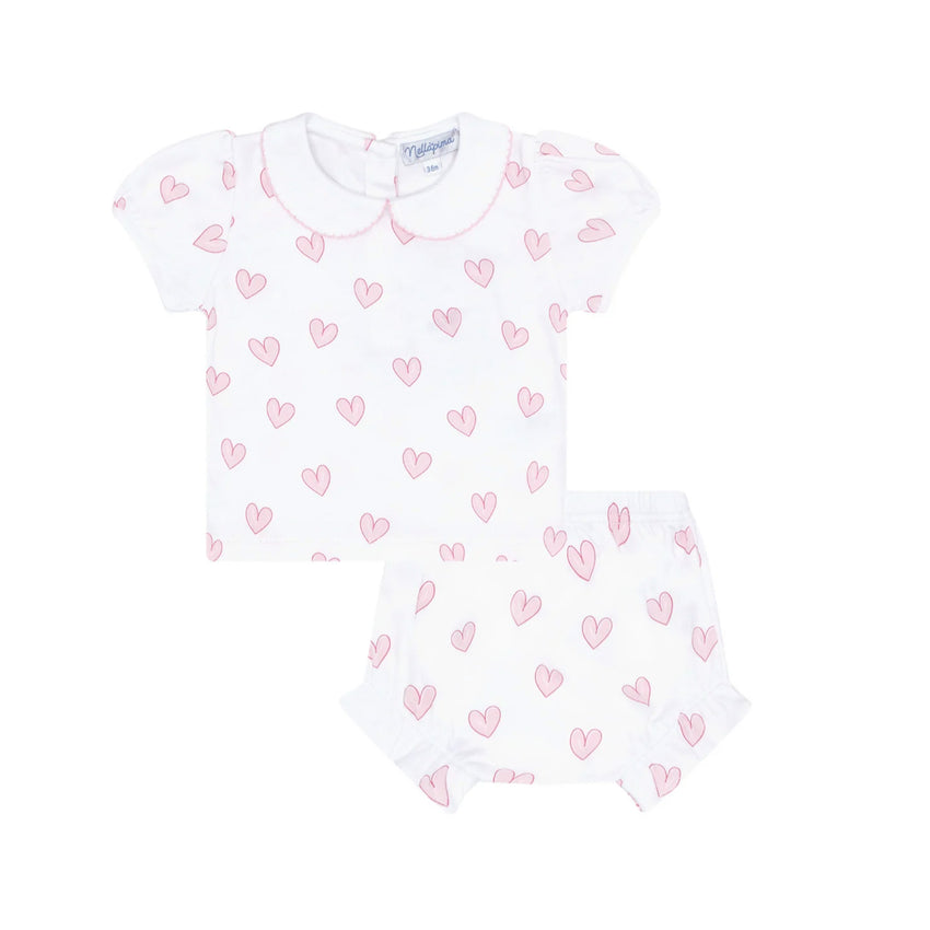Pink Heart Print Diaper Cover Set