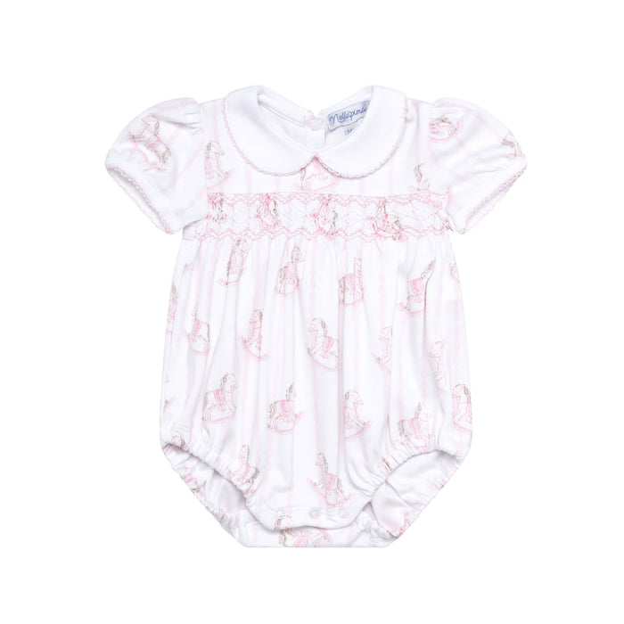 Pink Rocking Horse Smocked Bubble