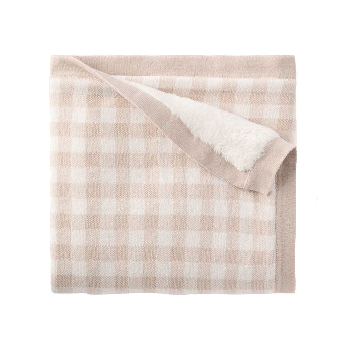 Oatmeal Gingham Fur Blanket