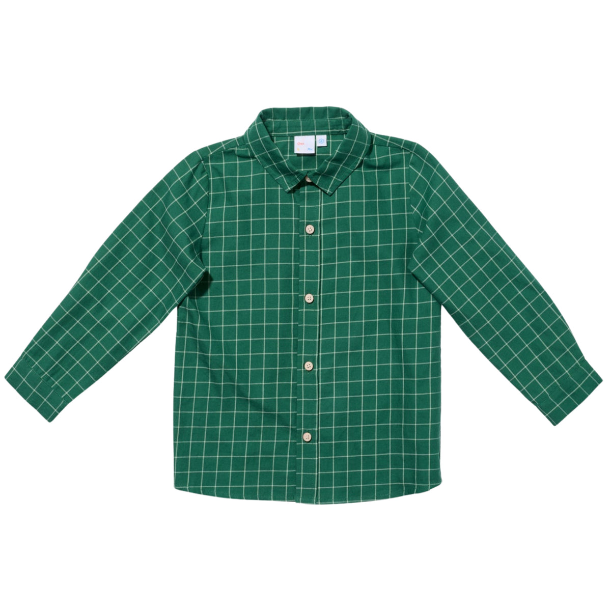 Green and white checkered shirt on a white background.