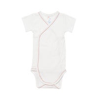 Short Sleeve Crossbody Onesie Pink Piping