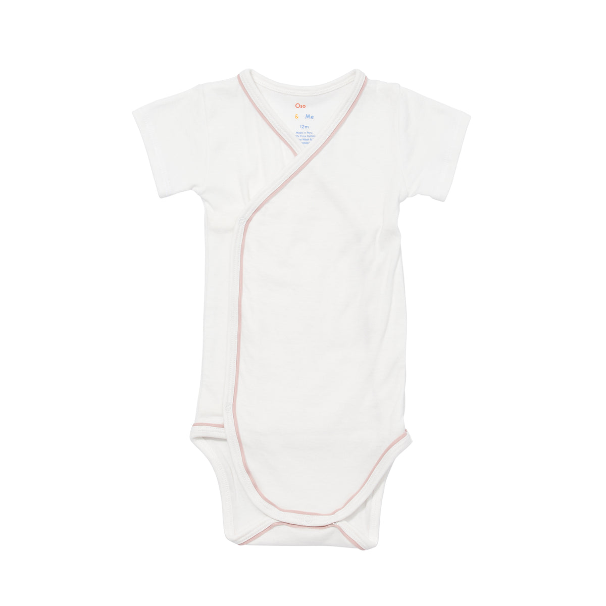 Short Sleeve Crossbody Onesie Pink Piping