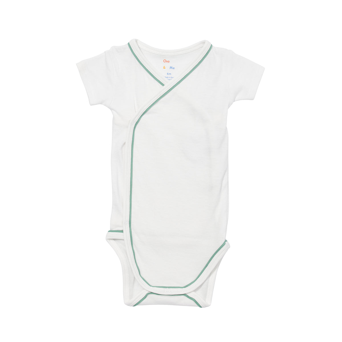 Short Sleeve Crossbody Onesie Seafoam Piping