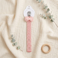 Pink Bow Crochet Pacifier Clip