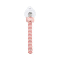 Pink Bow Crochet Pacifier Clip
