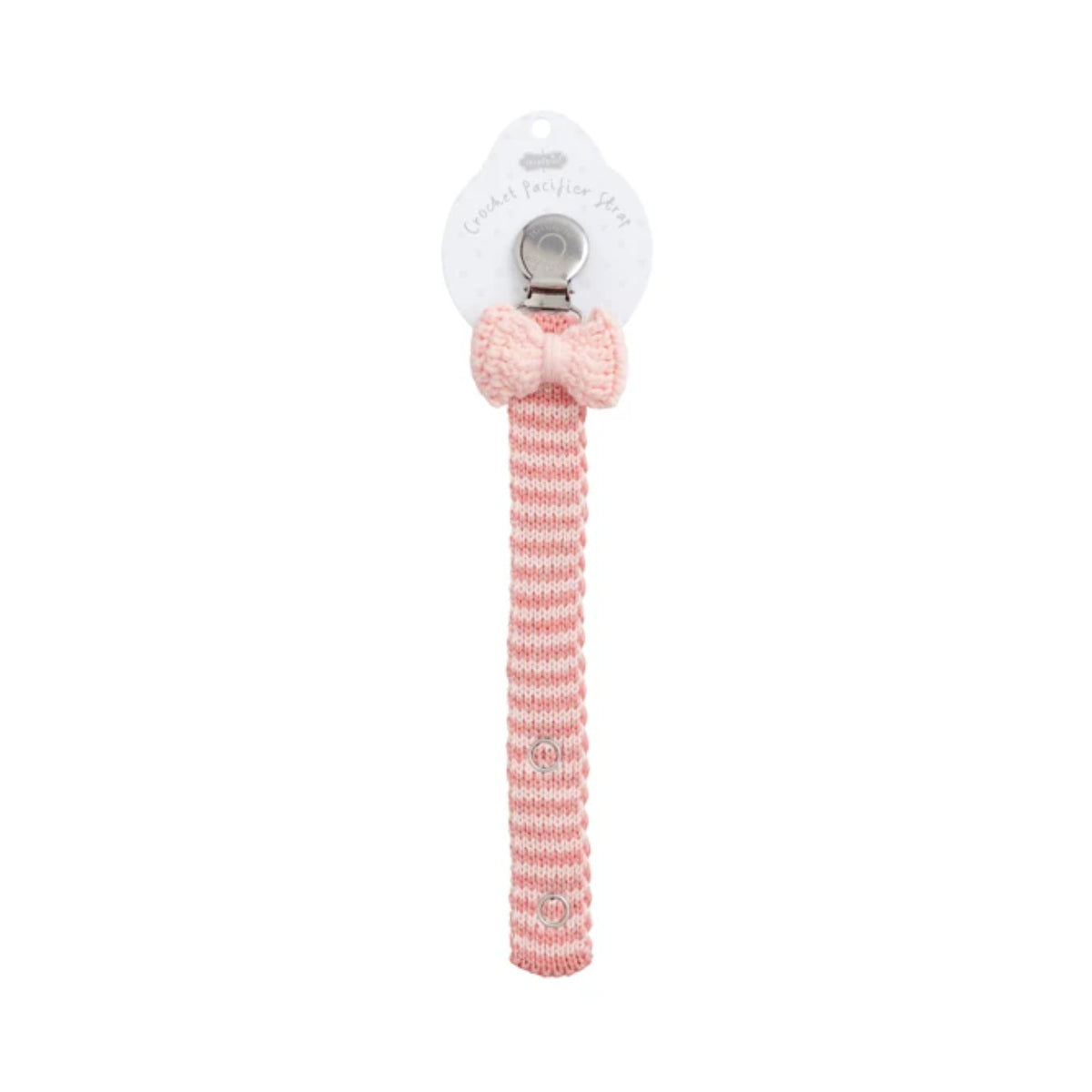 Pink Bow Crochet Pacifier Clip