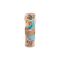 Pirate-themed children's wooden puzzle  in a cylindrical packaging on a white background.