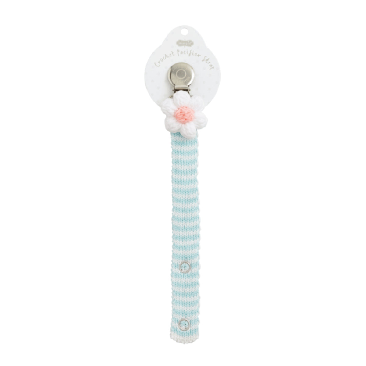White Flower Crochet Pacifier Clip