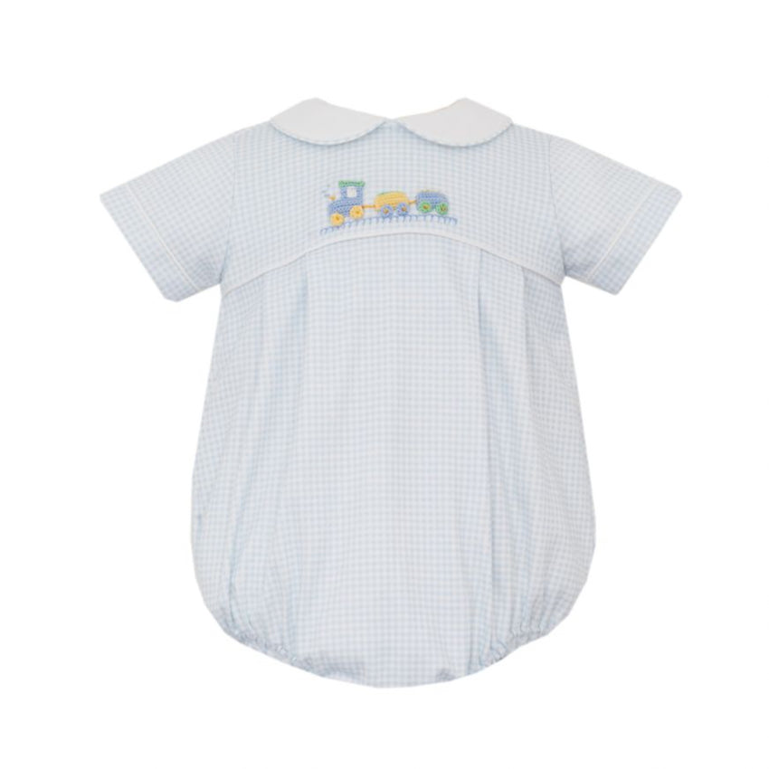 Blue Gingham Train Crochet Bubble