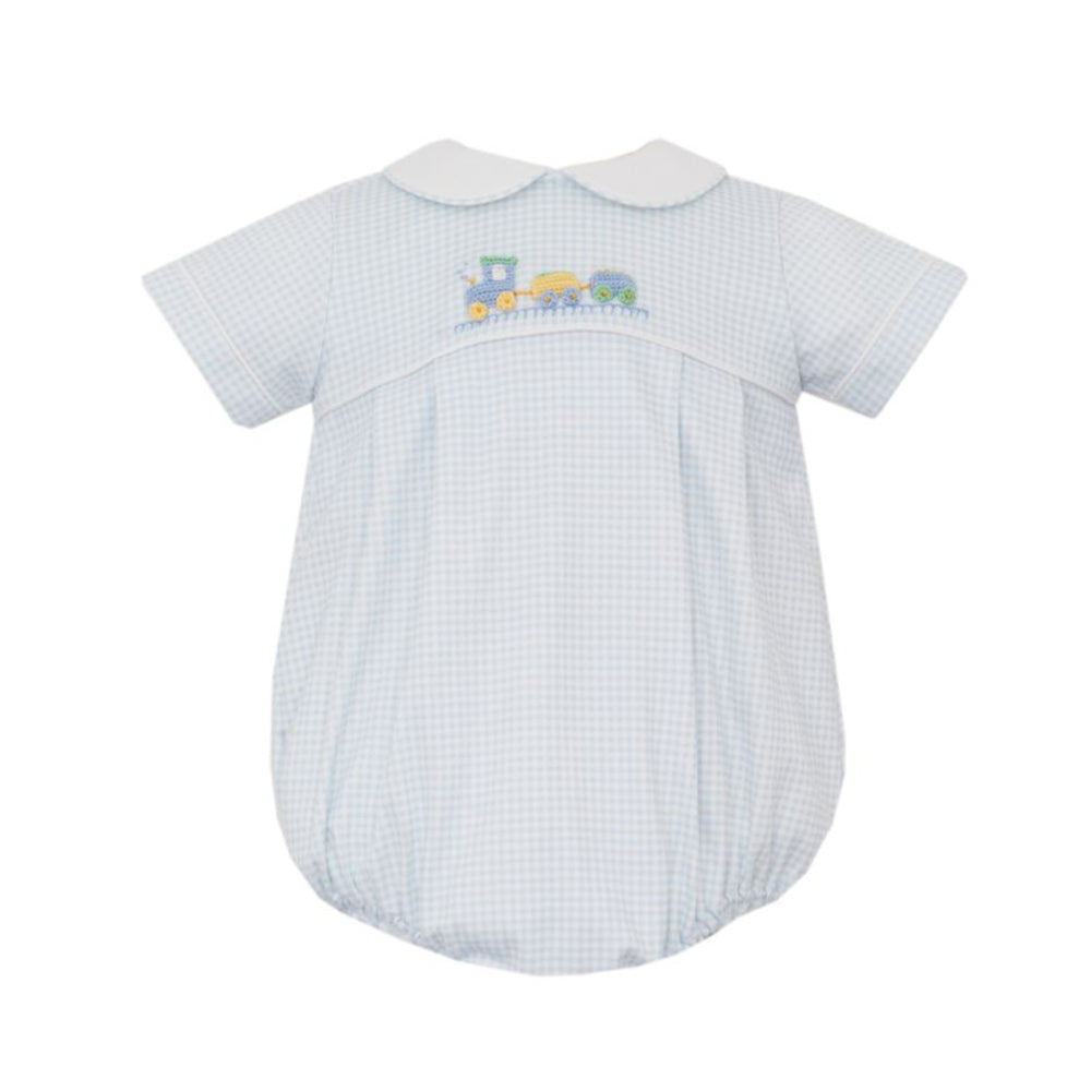 Blue Gingham Train Crochet Bubble