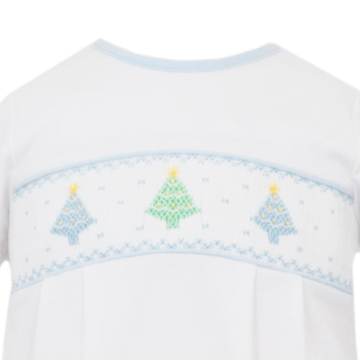 Blue Pastel Holiday Trees Knit Long Romper
