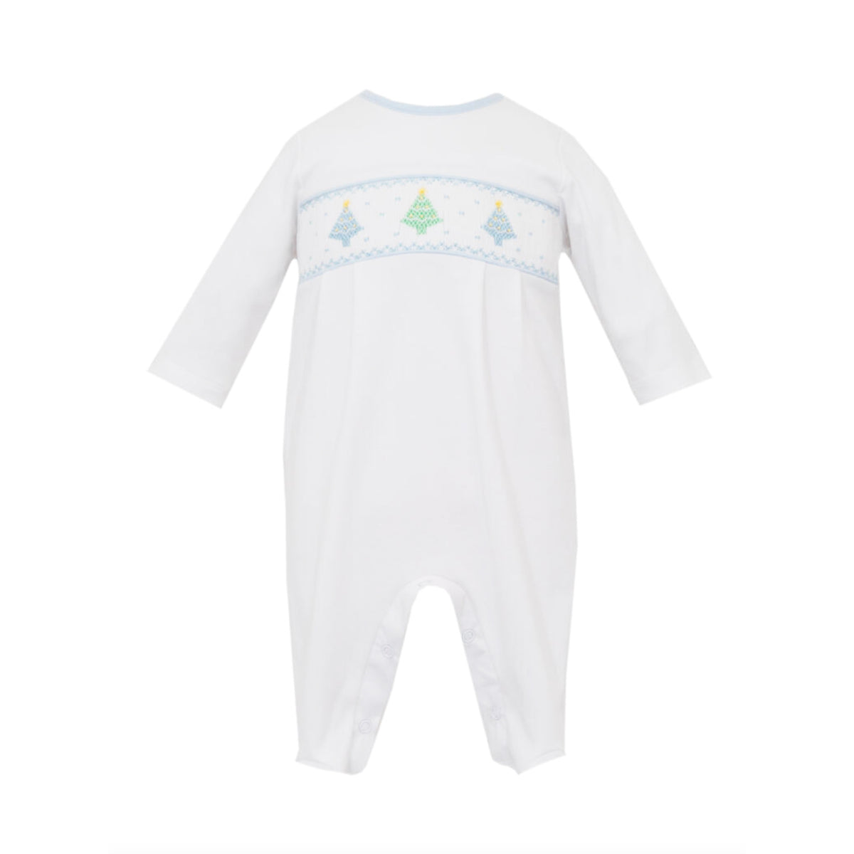 Blue Pastel Holiday Trees Knit Long Romper