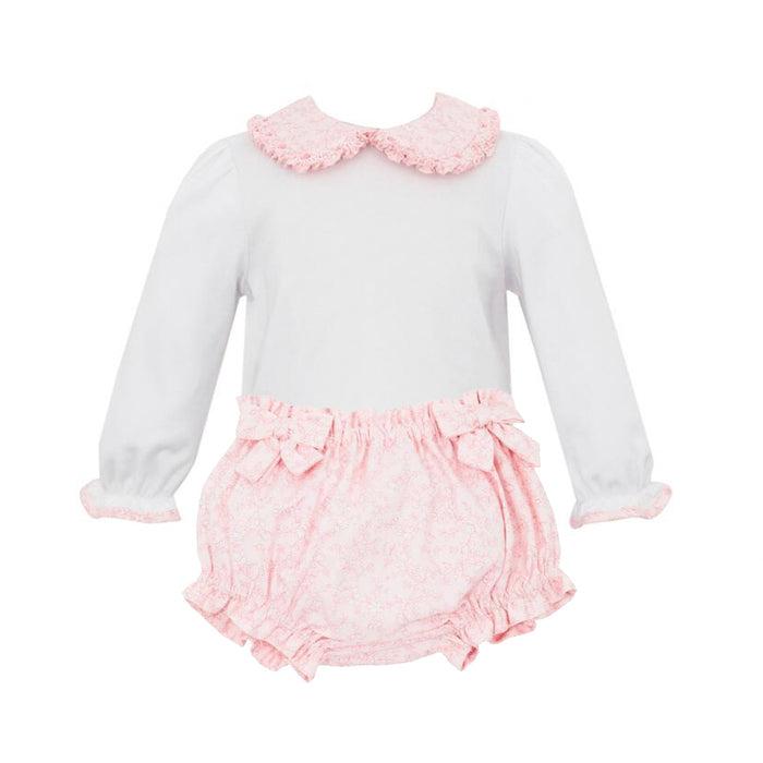 Smocked Pink Floral Bloomer Set