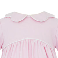 Pink Knit Dress with Scallop Collar